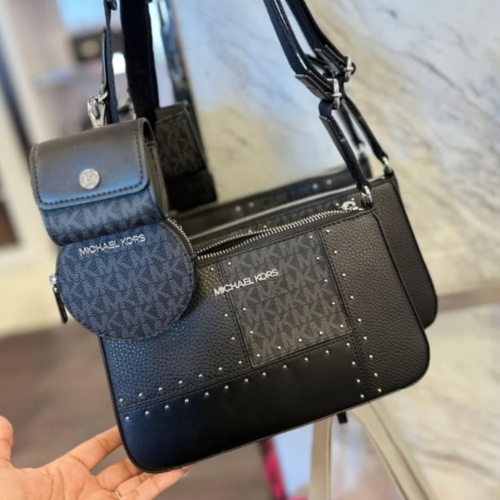 NWT Michael Kors Jet Set Travel Small Metallic Patchwork and Signature Logo